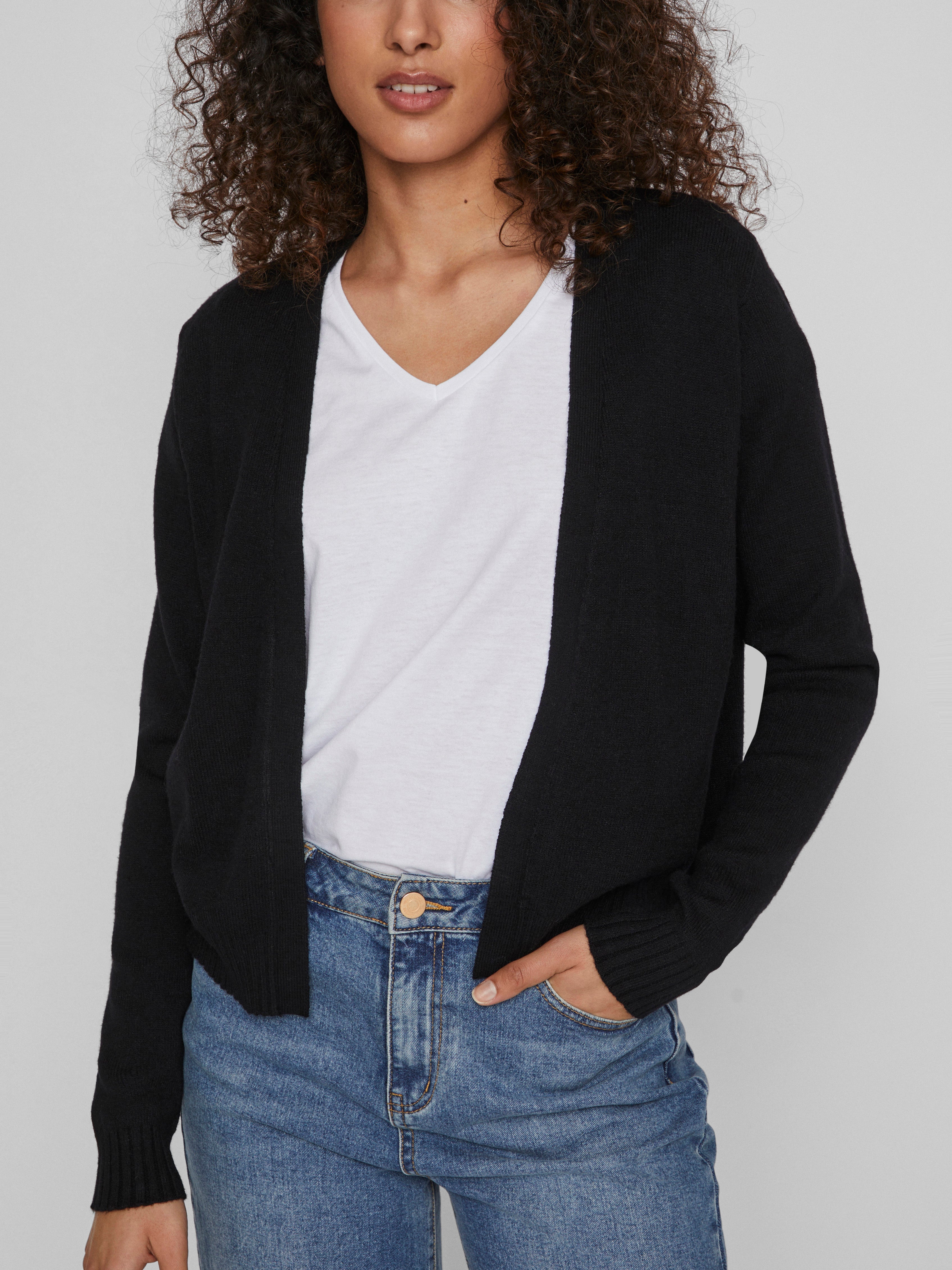 Viril Short L/S cardigan - sort